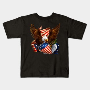 Patriotic Eagle Shield arrows american flag 4th of July Kids T-Shirt